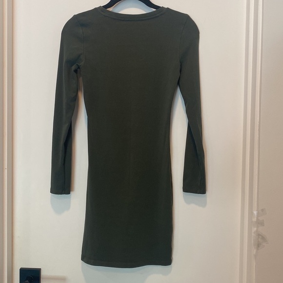 ZARA Olive Green Long Sleeve Cotton Dress size Small - Picture 7 of 7